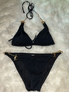 Victoria's Secret Black Bikini with Gold Chain Details